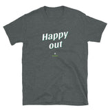 Happy out: Black/Dark Grey Short-Sleeve Unisex T-Shirt