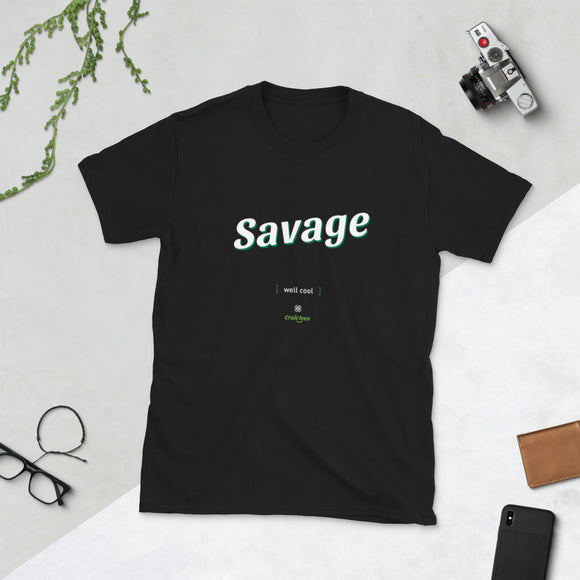 Savage: Black/Dark Grey Short-Sleeve Unisex T-Shirt